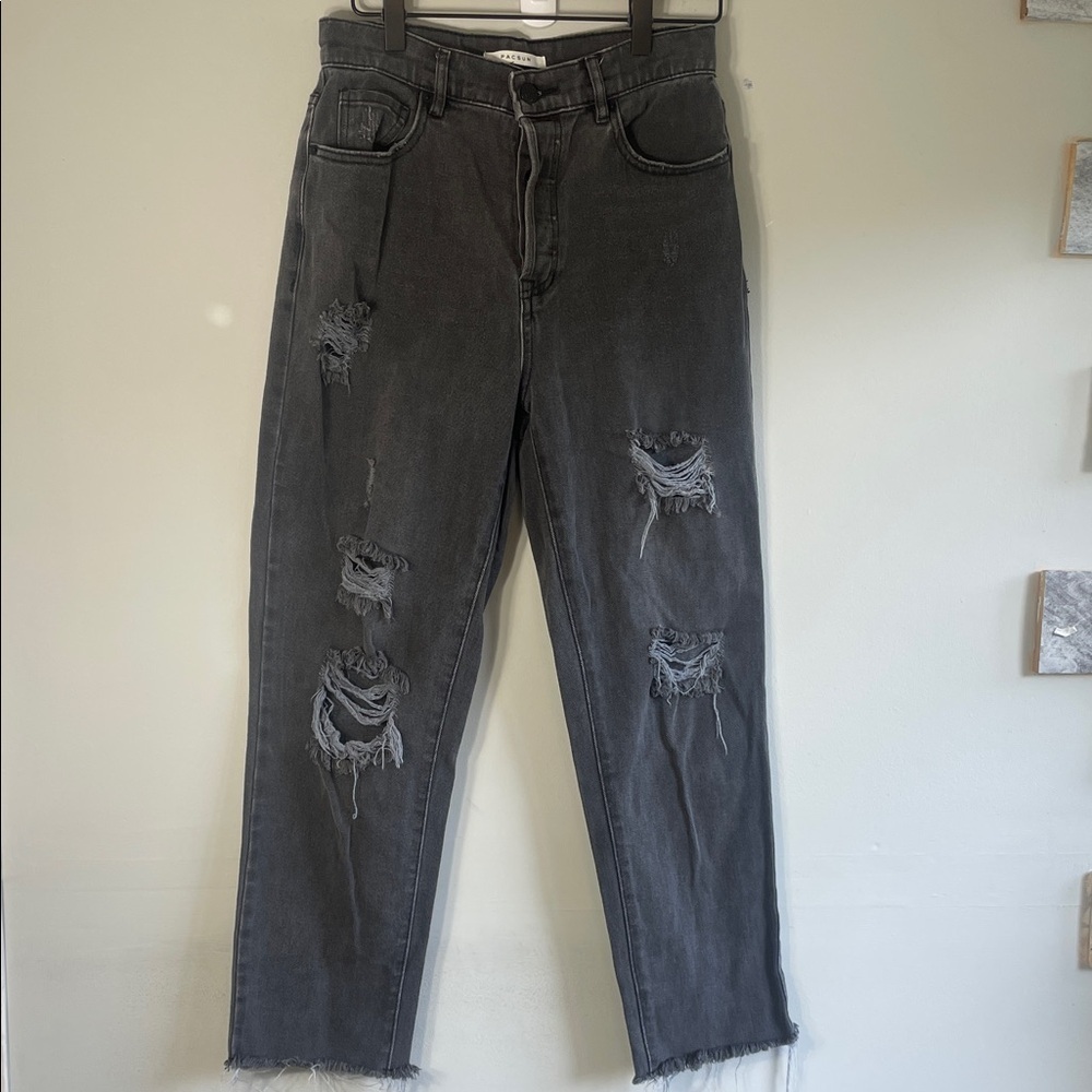 PacSun Black Distressed Straight Leg Jeans